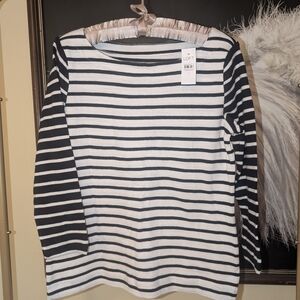2/$20 LOFT NWT Black and White Striped Blouse